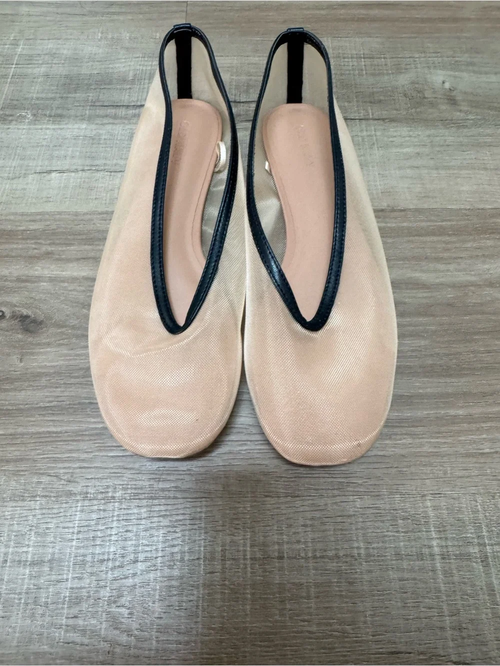 Old Navy Women’s Ballet Flat Slip-On in Nude with Black Trim
